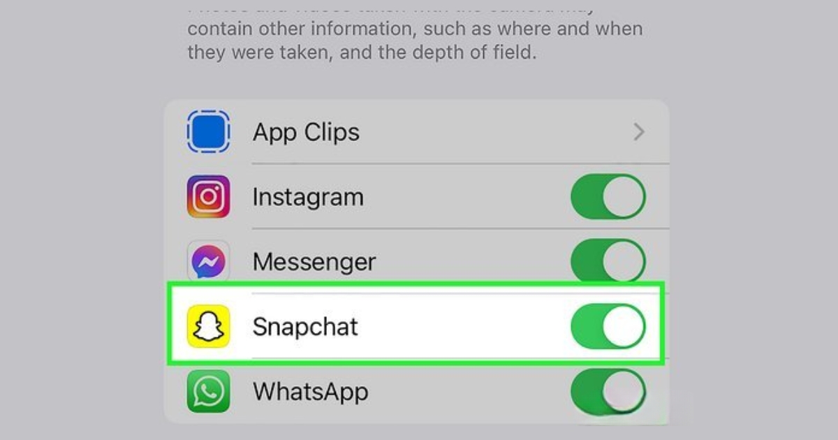 How to allow camera access on Snapchat.